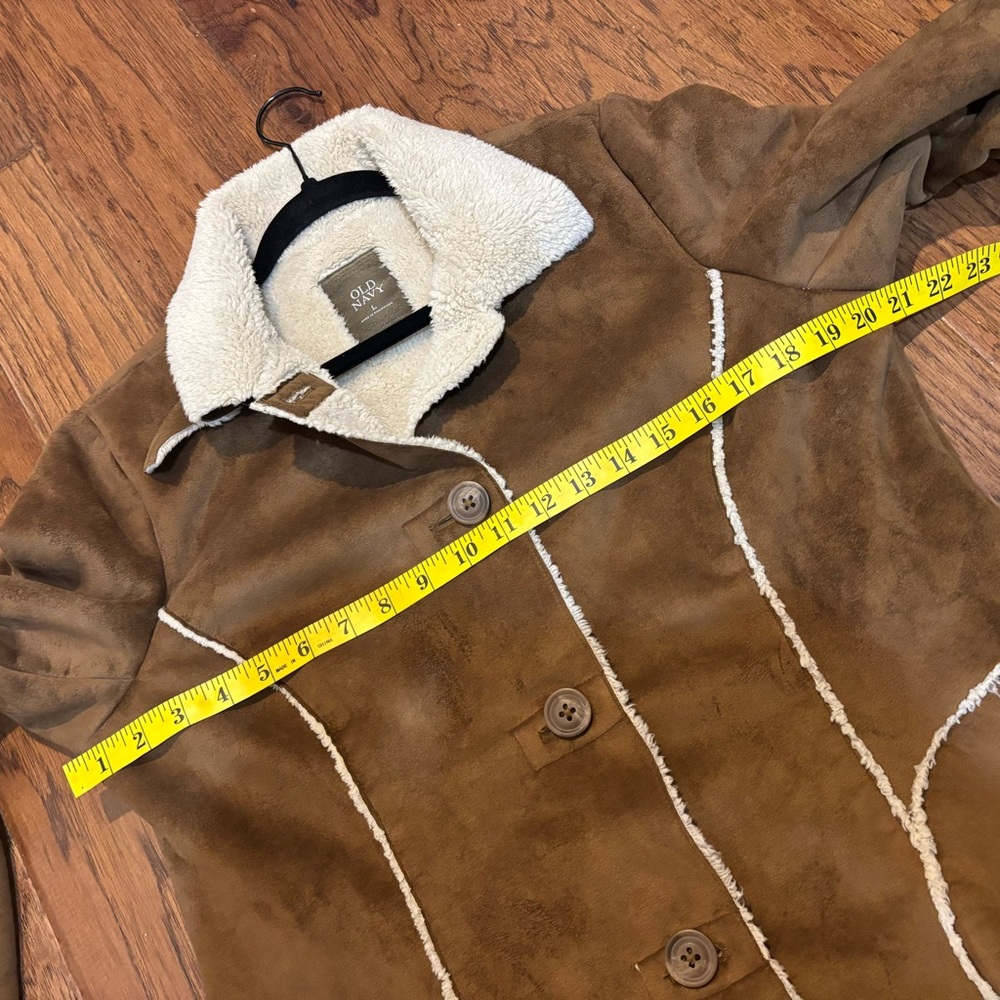 Y2K 2006  Old Navy Faux Suede Sherpa Jacket Women’s Large – Brown / Cream - Picture 15 of 16
